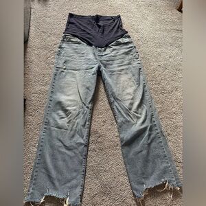 Pink Blush Light Blue Fringe Wide Leg Maternity Jeans size 30